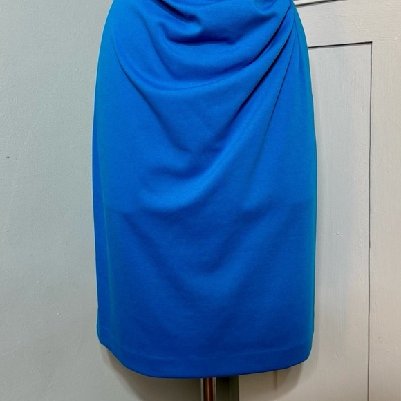 Calvin Klein Ruched Stretch Sheath Dress Blue Teal Size 14 - Picture 4 of 10